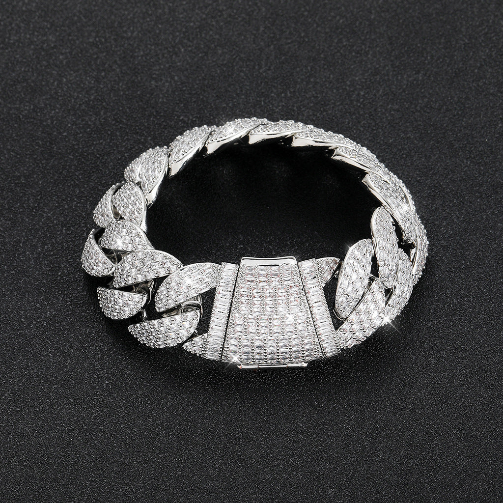 Hip Hop Cuban Link Bubble Cubic Zirconia Bracelet for Men