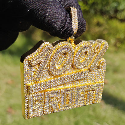 Iced Out 100% Letter Pendant Necklace