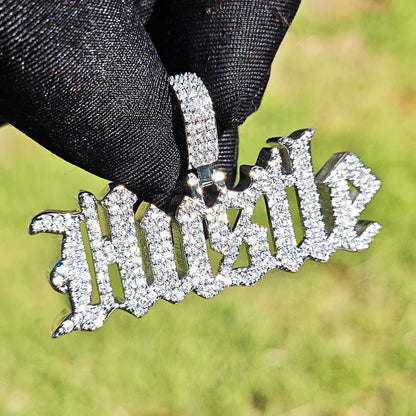 Unisex Iced Out Hustle Letter Pendant Necklace