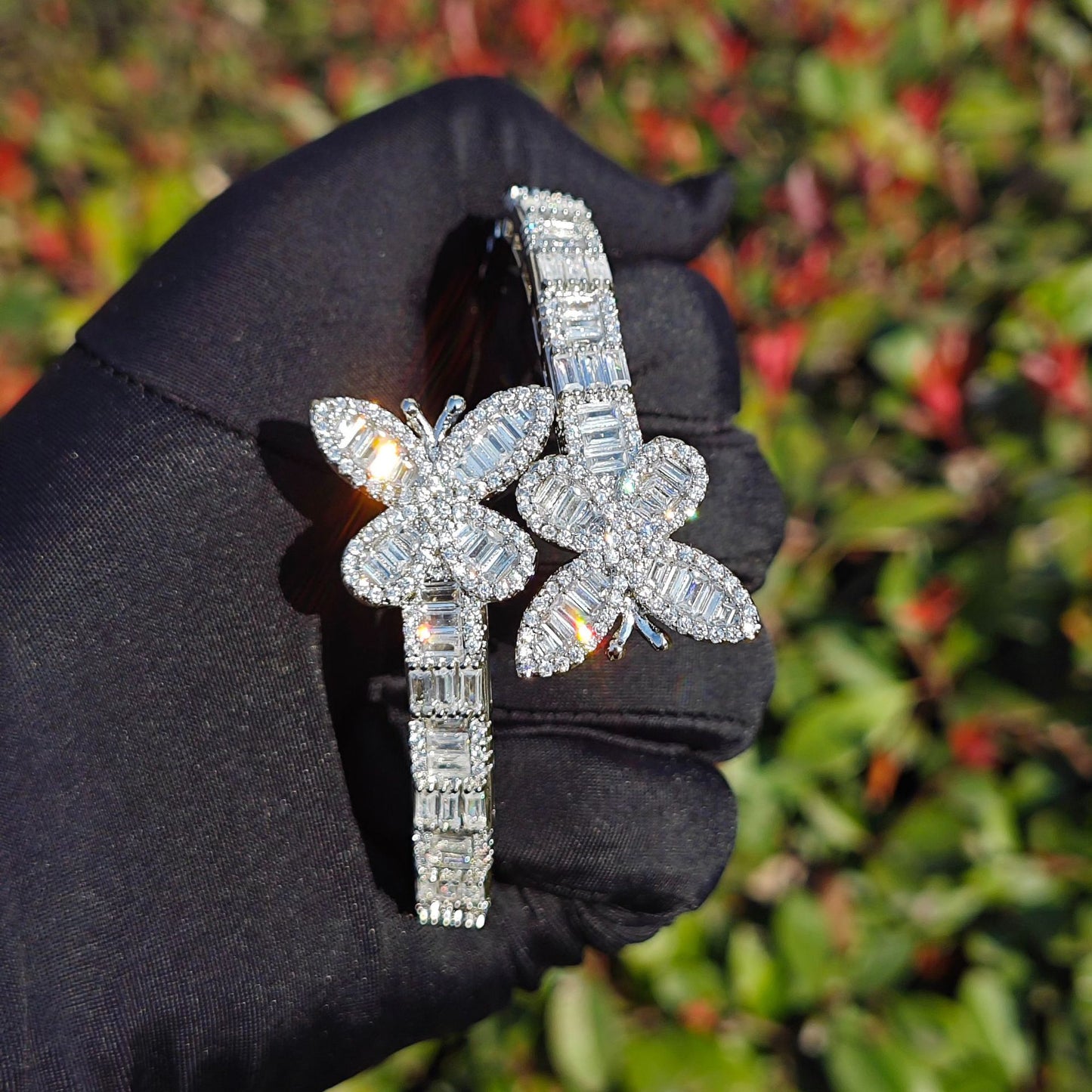 Unisex Iced Out Butterfly Statement Bracelet