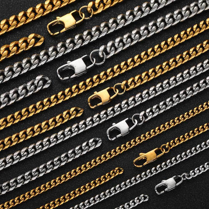 4-9 mm Polished Rounded Cuban Hip Hop Bracelet with Stainless steel Base - CHA062
