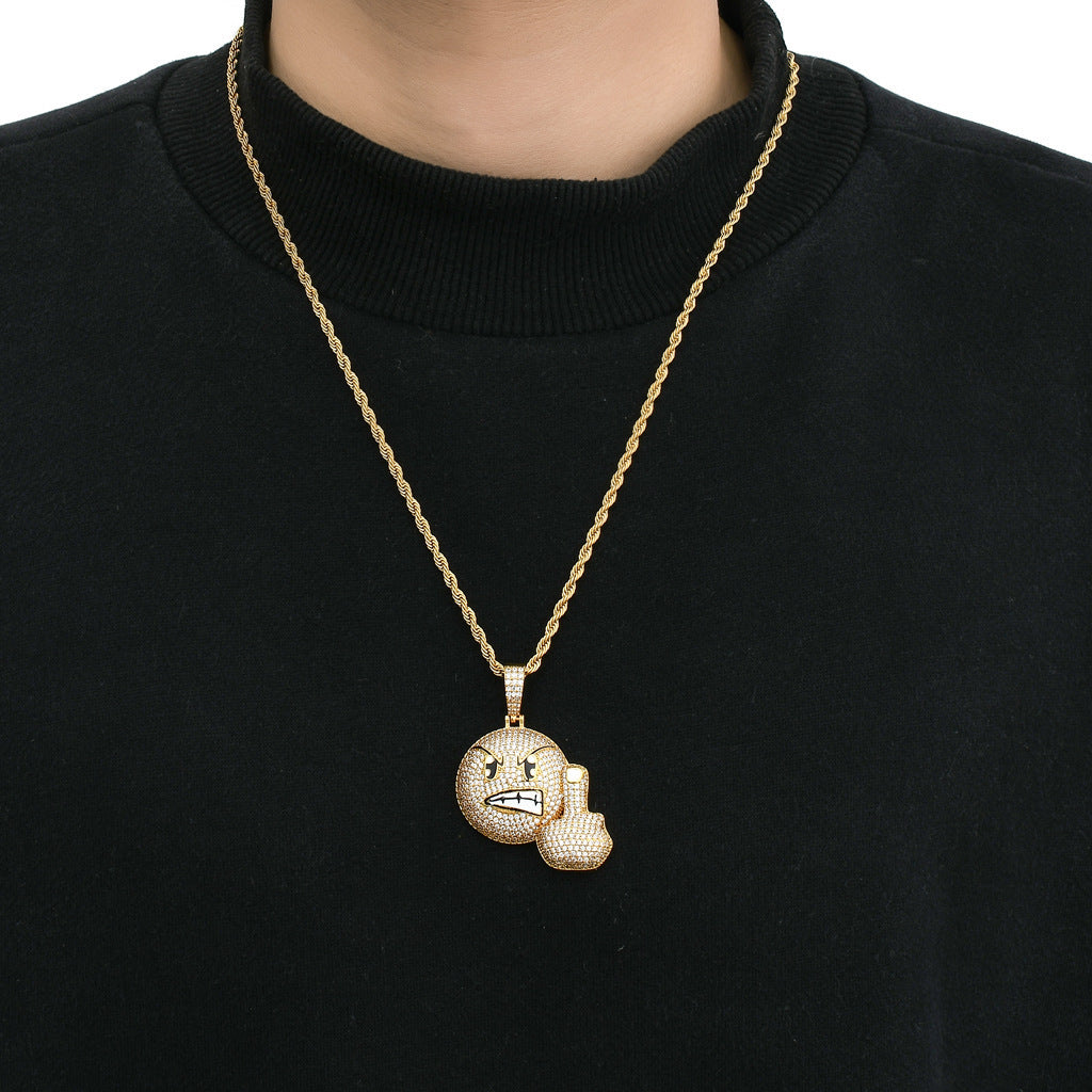 Hip Hop Light Luxury Square Cubic Zirconia Pendant Necklace for Men and Women