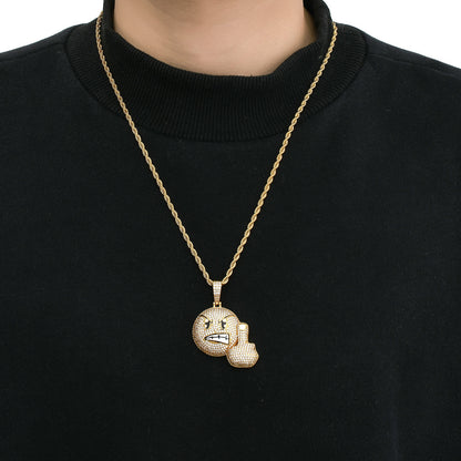 Hip Hop Light Luxury Square Cubic Zirconia Pendant Necklace for Men and Women