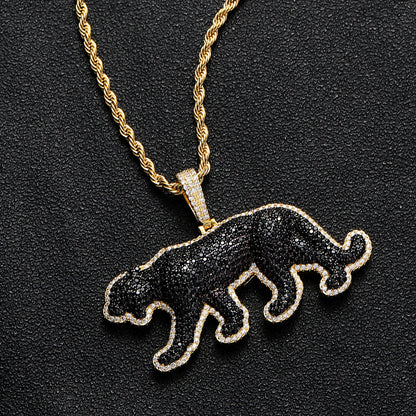 Hip Hop Panther Cubic Zirconia Pendant Necklace for Men and Women