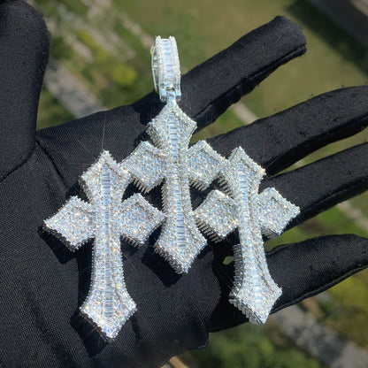 Unisex Iced Cross Pendant Necklace