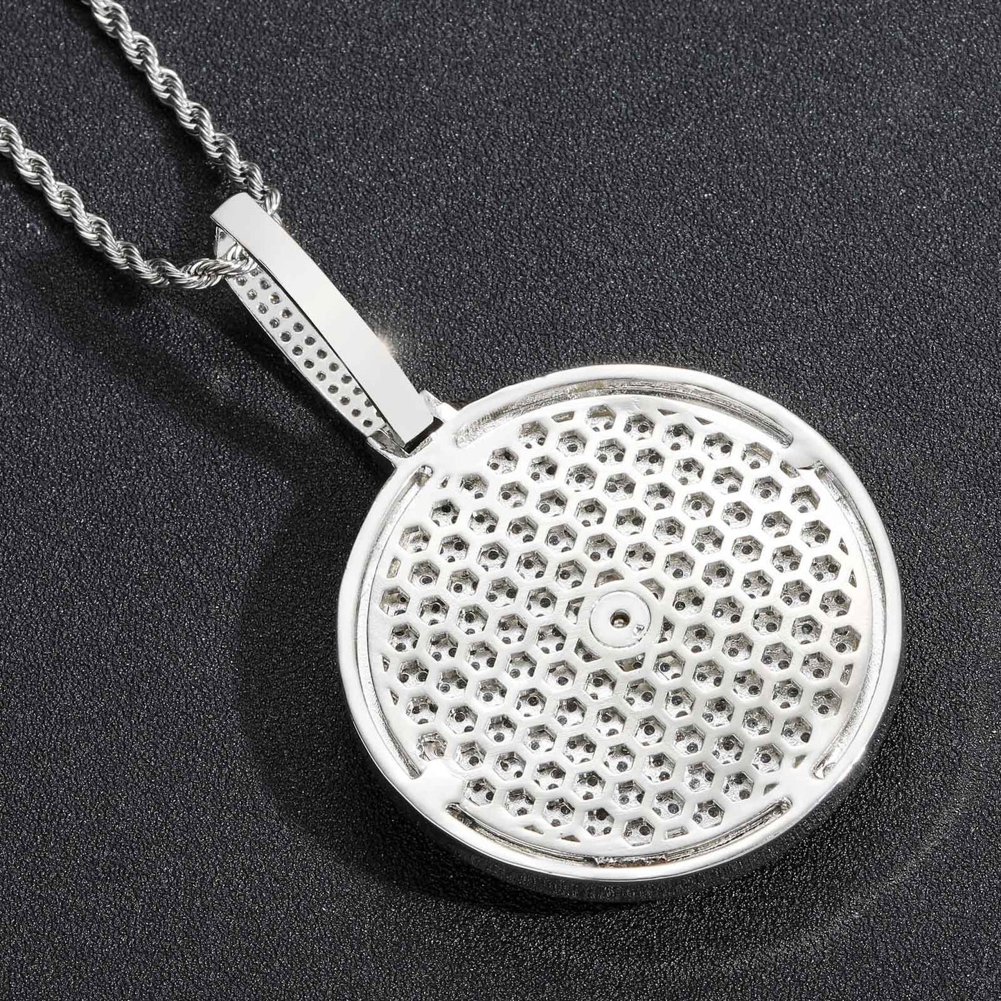 Hip Hop Light Luxury Letter Square Cubic Zirconia Pendant Necklace for Men and Women