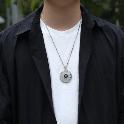 Round Evil Eye Photo Pendant Necklace