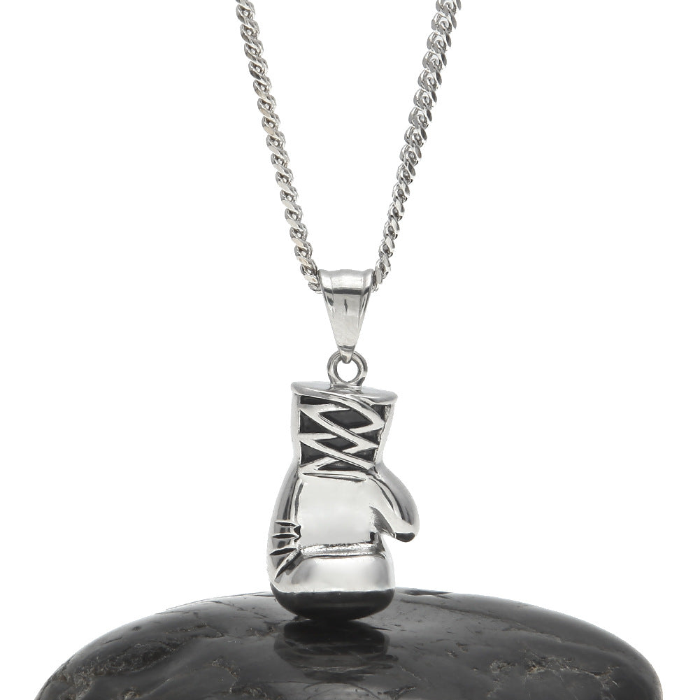 Gold Plated Stainless Steel Boxing Glove Pendant Necklace with 3mm Cuban Chain