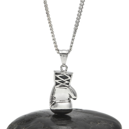 Gold Plated Stainless Steel Boxing Glove Pendant Necklace with 3mm Cuban Chain