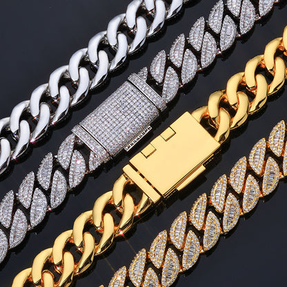 20 mm Wide Pave Cuban Copper Necklace with Cubic Zirconia - CHA354