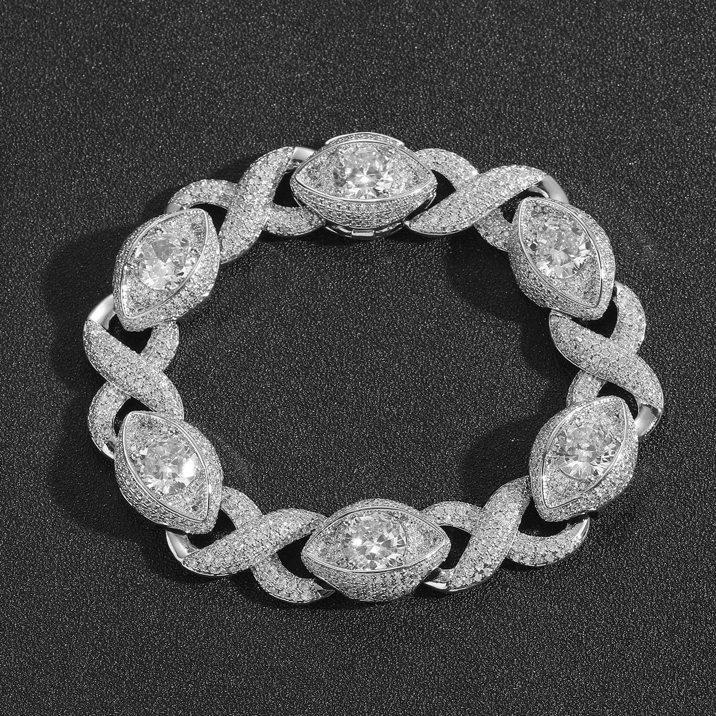 Hip Hop Four Leaf Clover Tennis Chain Cubic Zirconia Bracelet for Men and Women