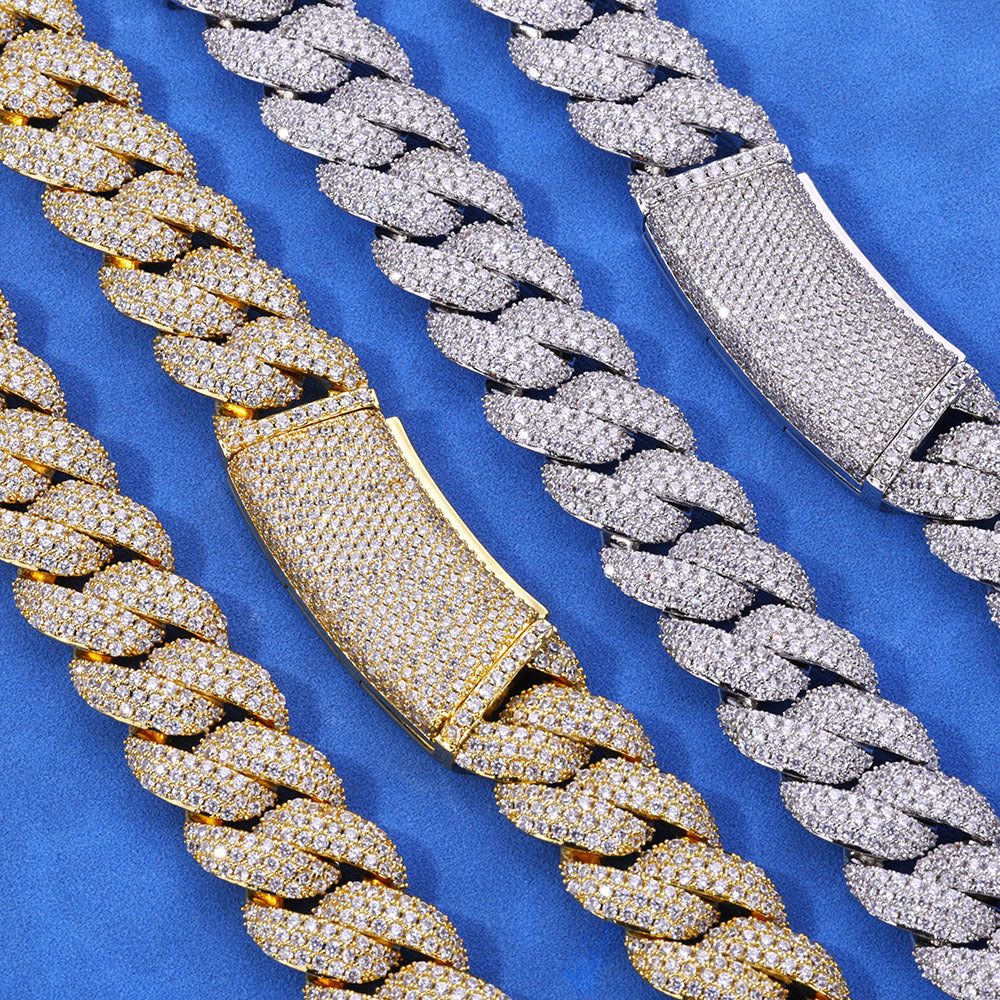 18 mm Wide Iced Cuban Hip Hop Bracelet with Cubic Zirconia on a Copper Base - CHA316 product image