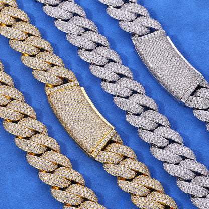 18 mm Wide Iced Cuban Hip Hop Bracelet with Cubic Zirconia on a Copper Base - CHA316