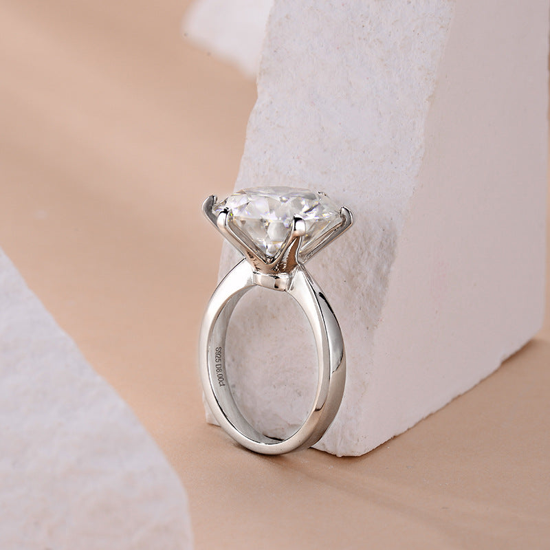 Round Moissanite Solitaire Ring, Six-Prong 13.0mm Ring for Women product image