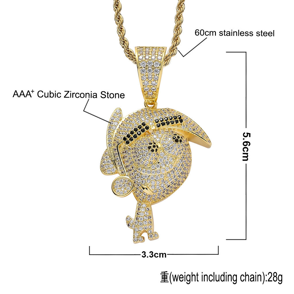 Hip Hop Fashion Cubic Zirconia Pendant Necklace for Men and Women