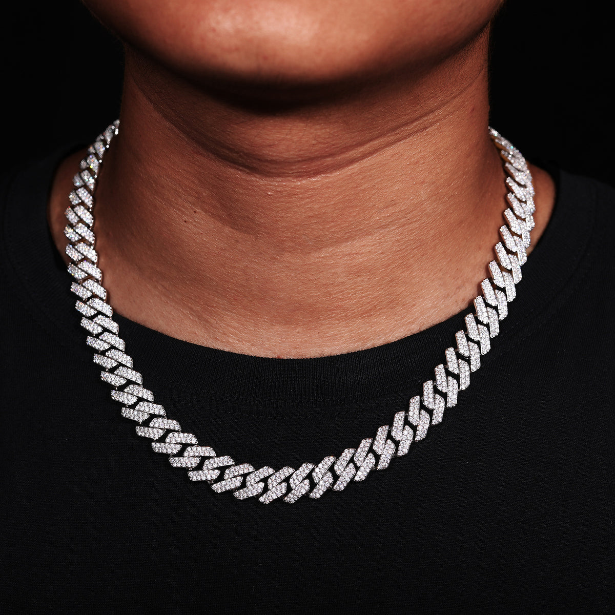 Iced Out Double Row Cuban Link Chain Necklace or Bracelet in Copper with Cubic Zirconia product image