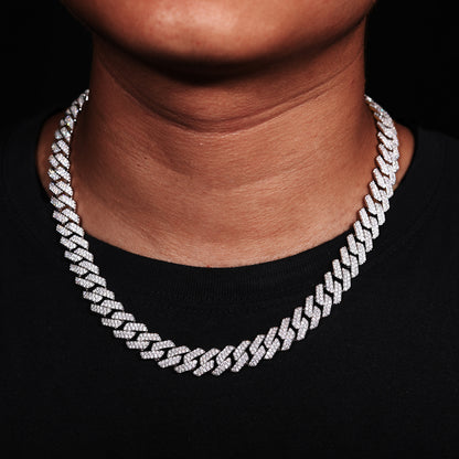 Iced Out Double Row Cuban Link Chain Necklace or Bracelet in Copper with Cubic Zirconia