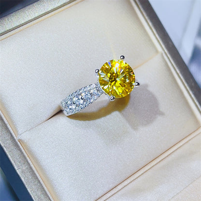 Yellow Moissanite Ring for Women, 2 Carat or 3 Carat Engagement Style Halo Ring