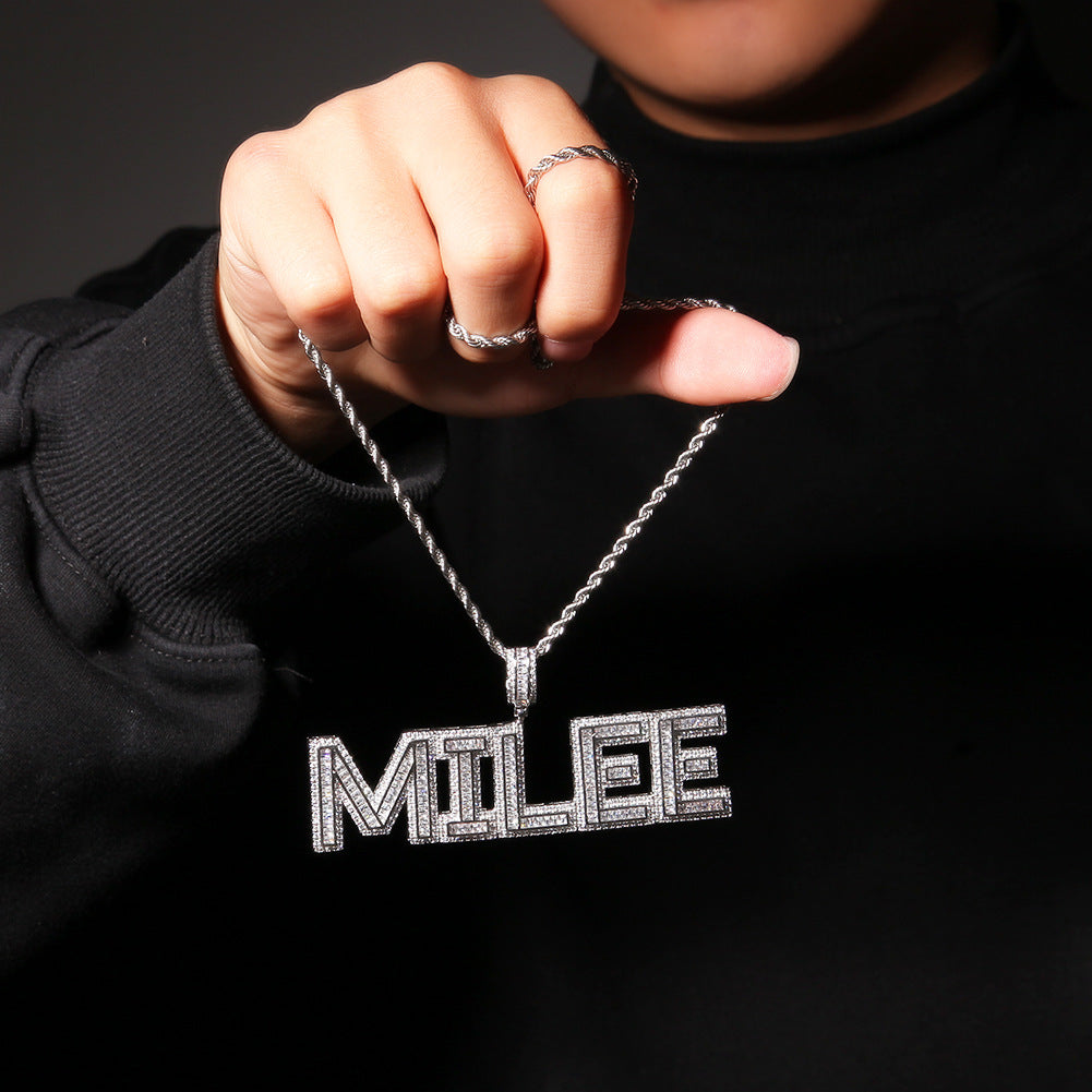 Custom Iced Letter Pendant Necklace for Women - Gold or Silver Plated Hip Hop Chain with Cubic Zirconia, Personalized Name Charm Necklace