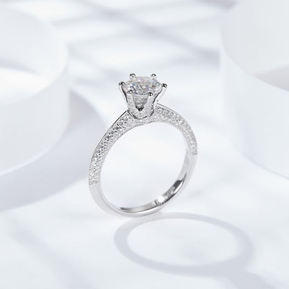 5 Carat Moissanite Halo Engagement Ring, 925 Sterling Silver Solitaire Ring for Women