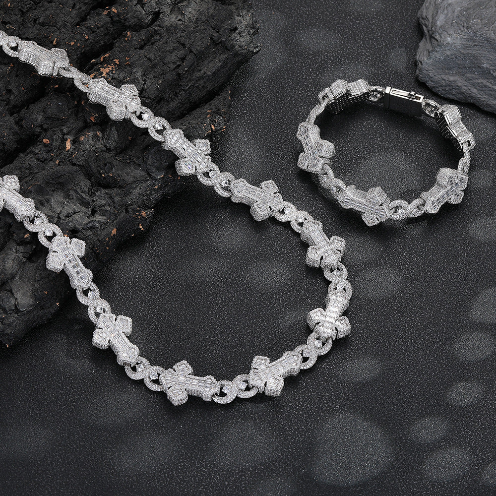 Cross Pendant Cuban Link Chain Necklace, Iced Out Hip Hop Jewelry for Men and Women product image