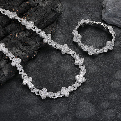 Cross Pendant Cuban Link Chain Necklace, Iced Out Hip Hop Jewelry for Men and Women
