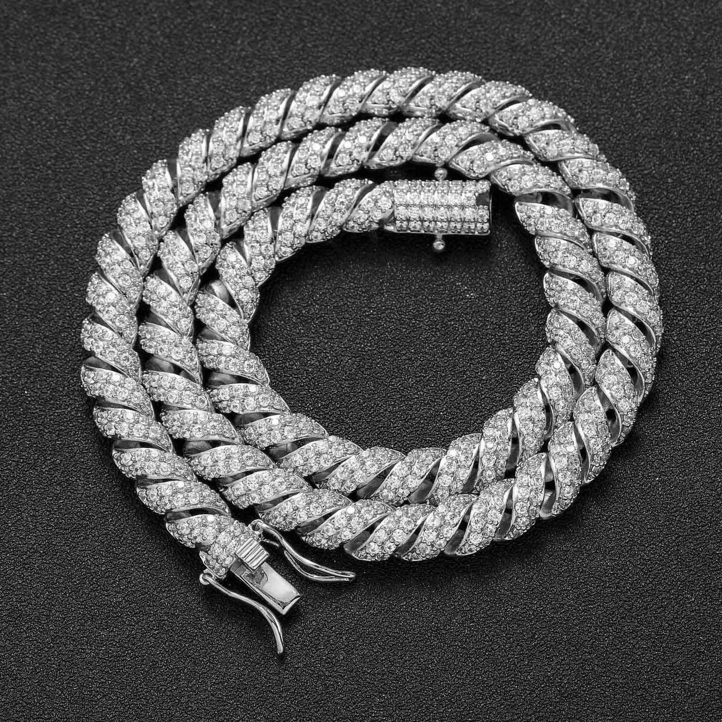 Hip Hop Minimalist Cuban Link Cubic Zirconia Necklace for Men and Women
