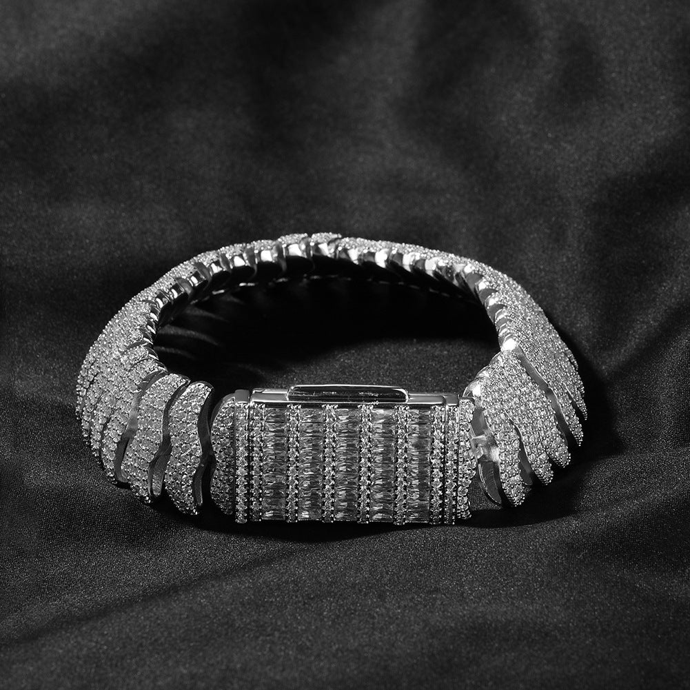 Iced Wave Link Chain Bracelet for Women & Men, Gold Plated or Silver Plated Statement Hip Hop Bracelet