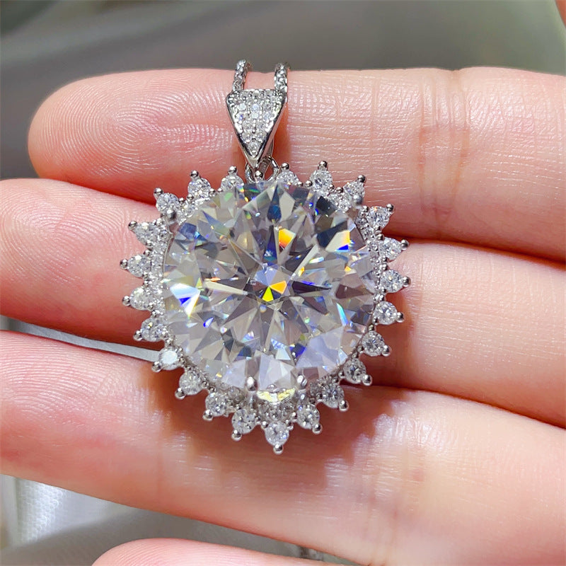 20 Carat Look Moissanite Pendant Necklace with Halo Accent Chain product image
