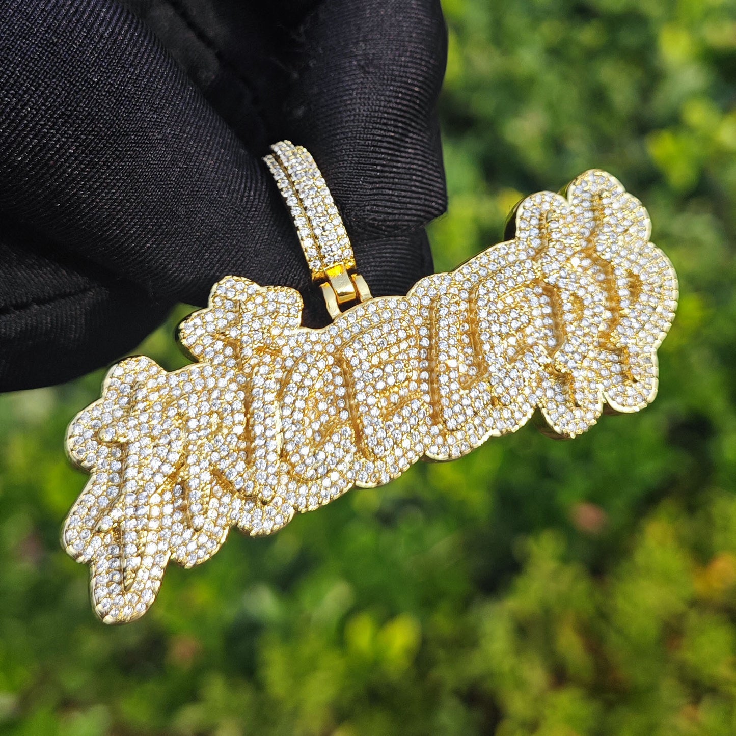 Iced Out Letter Pendant Necklace for Men