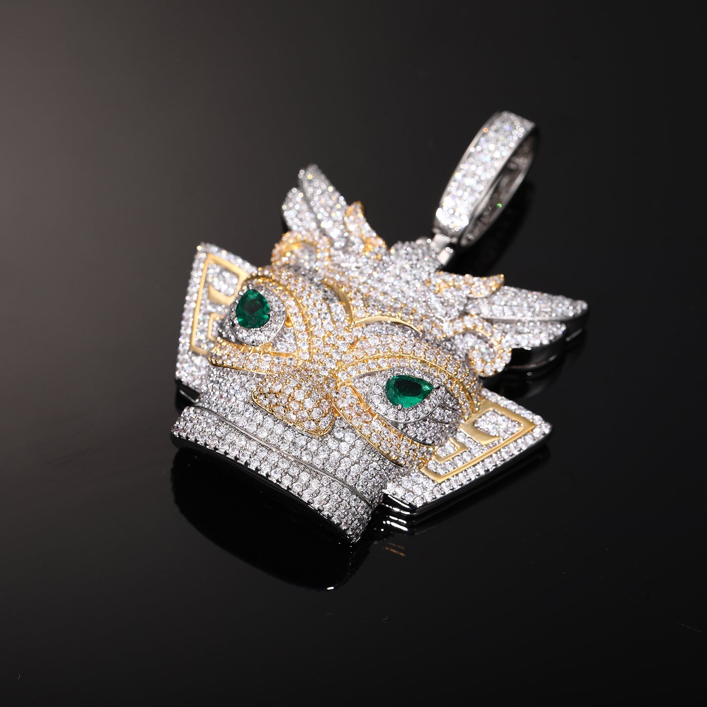 Iced Out Crown Owl Pendant Necklace for Men - Hip Hop Micro Pave Cubic Zirconia Statement Chain product image
