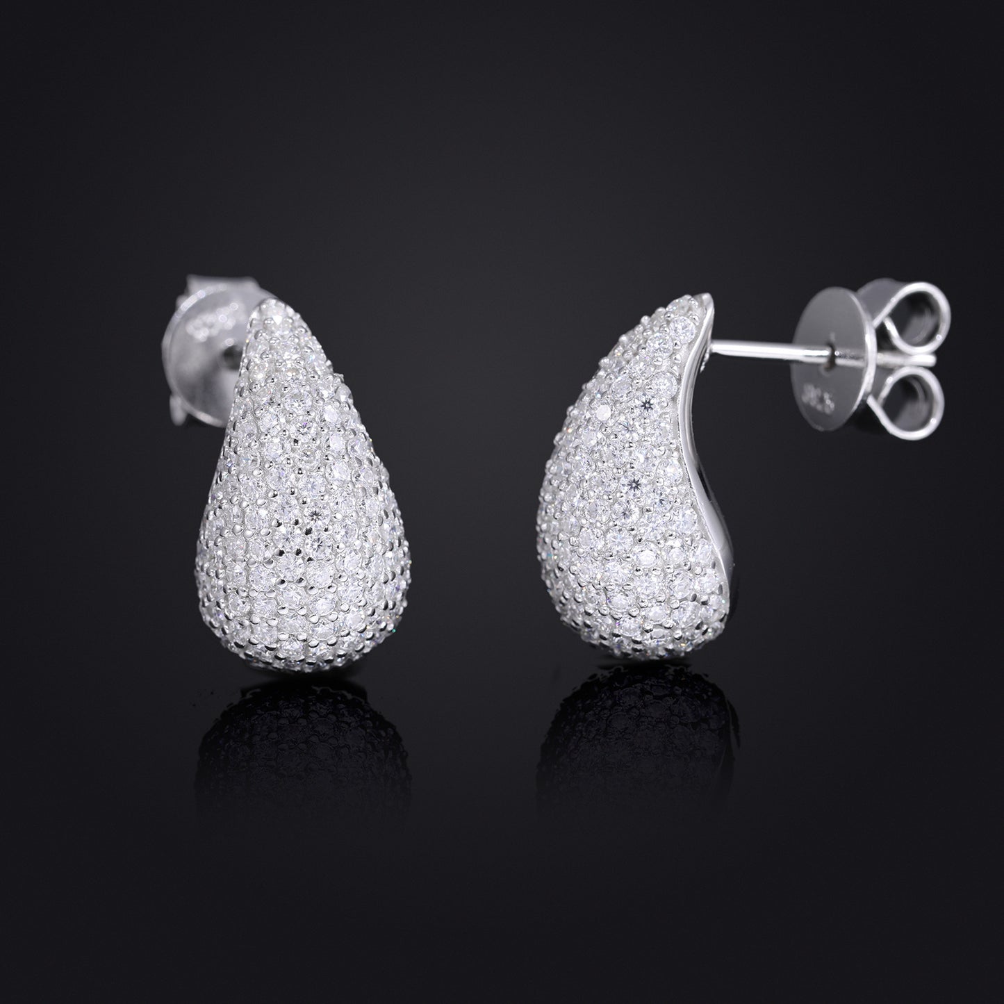 Iced Out Moissanite Teardrop Stud Earrings for Women and Men in Gold Tone or White Platinum Tone product image