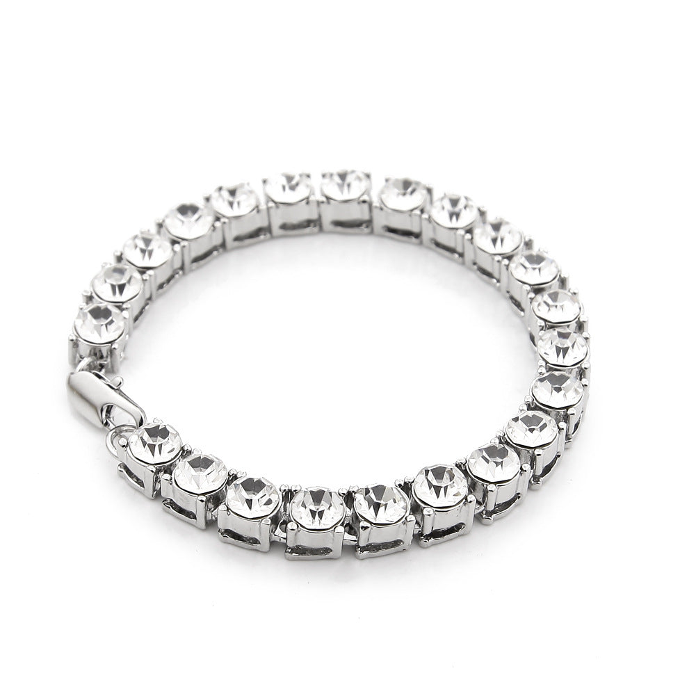Unisex Gold Plated Crystal Chain Bracelet 8mm - Trendy Statement Bracelet for Women and Men