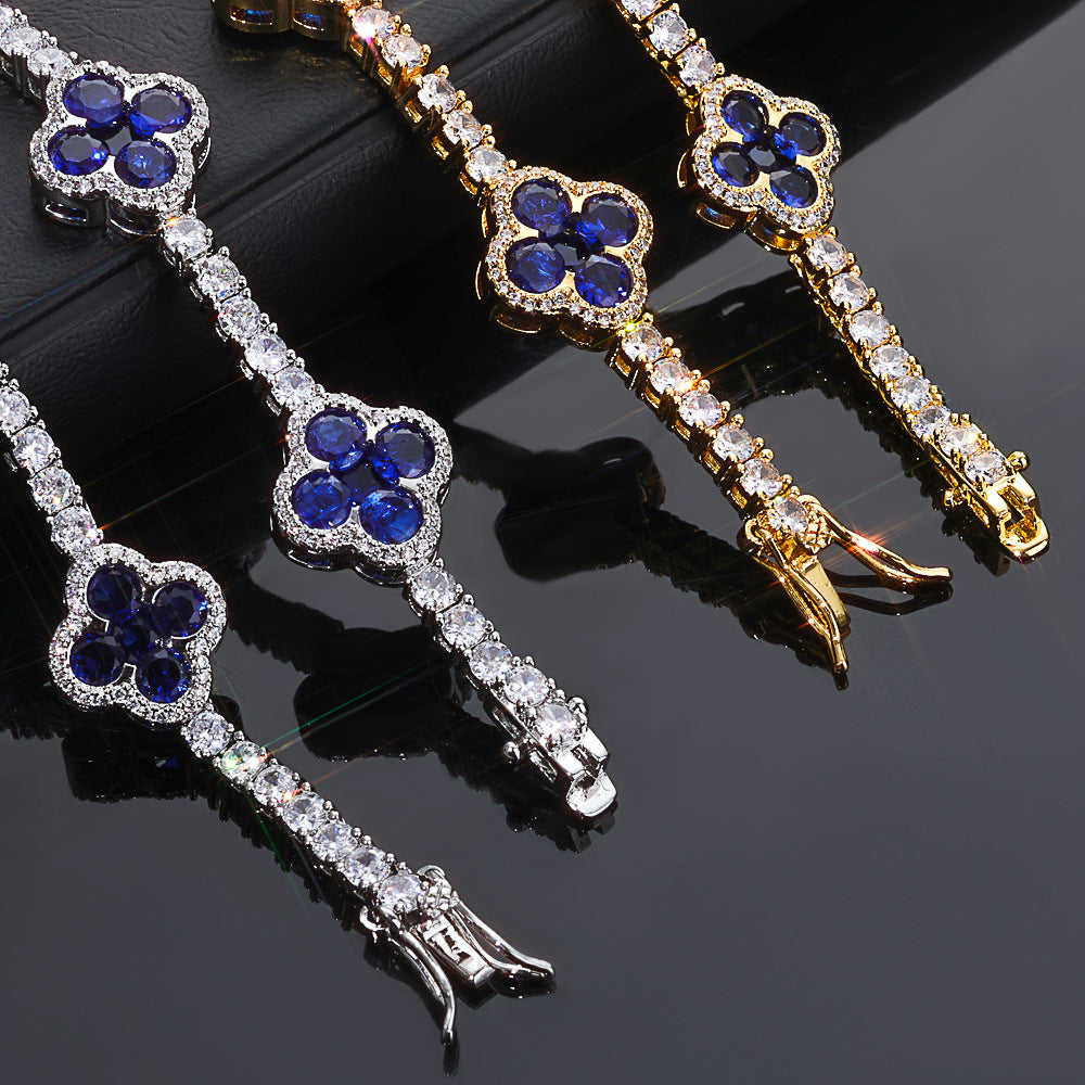Colored Clover CZ Tennis Copper Bracelet in Selectable Colors and Sizes - CHA362 product image