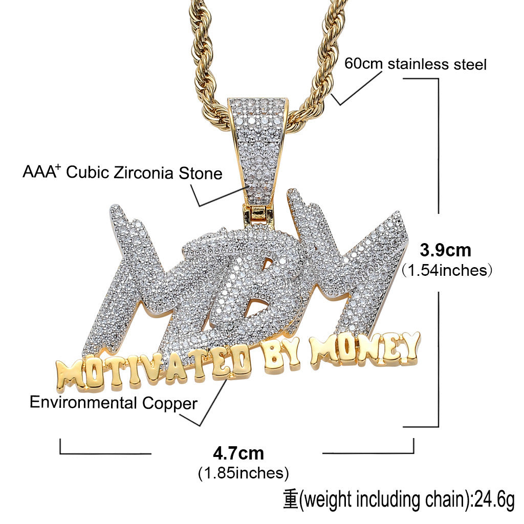 Hip Hop Minimalist Letter Copper Pendant Necklace for Men and Women