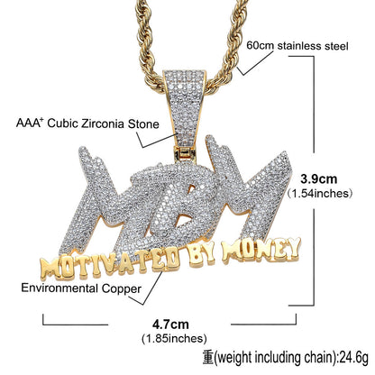 Hip Hop Minimalist Letter Copper Pendant Necklace for Men and Women