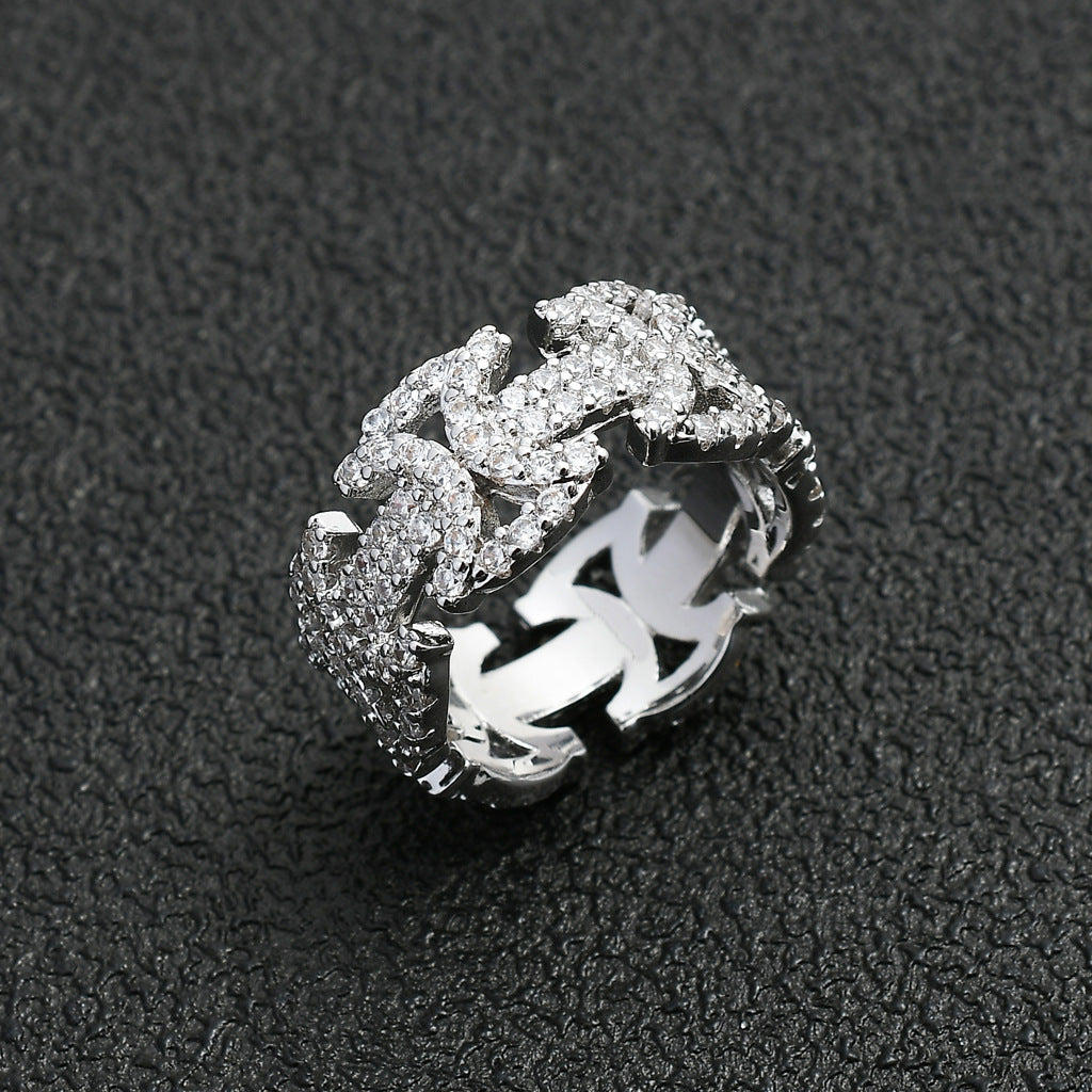 Hip Hop Bow Butterfly Geometric Cubic Zirconia Ring for Men and Women