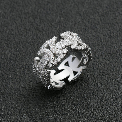 Hip Hop Bow Butterfly Geometric Cubic Zirconia Ring for Men and Women