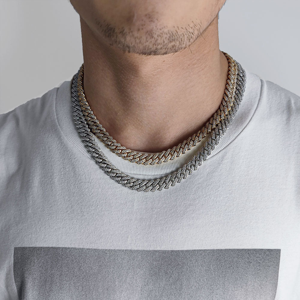 10 mm Iced Cuban Hip Hop Necklace or Bracelet with Cubic Zirconia on a Copper Base - CHA041 product image