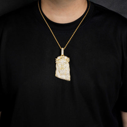 Iced Out Cartoon Face Pendant Necklace, Cubic Zirconia Hip Hop Rope Chain Jewelry