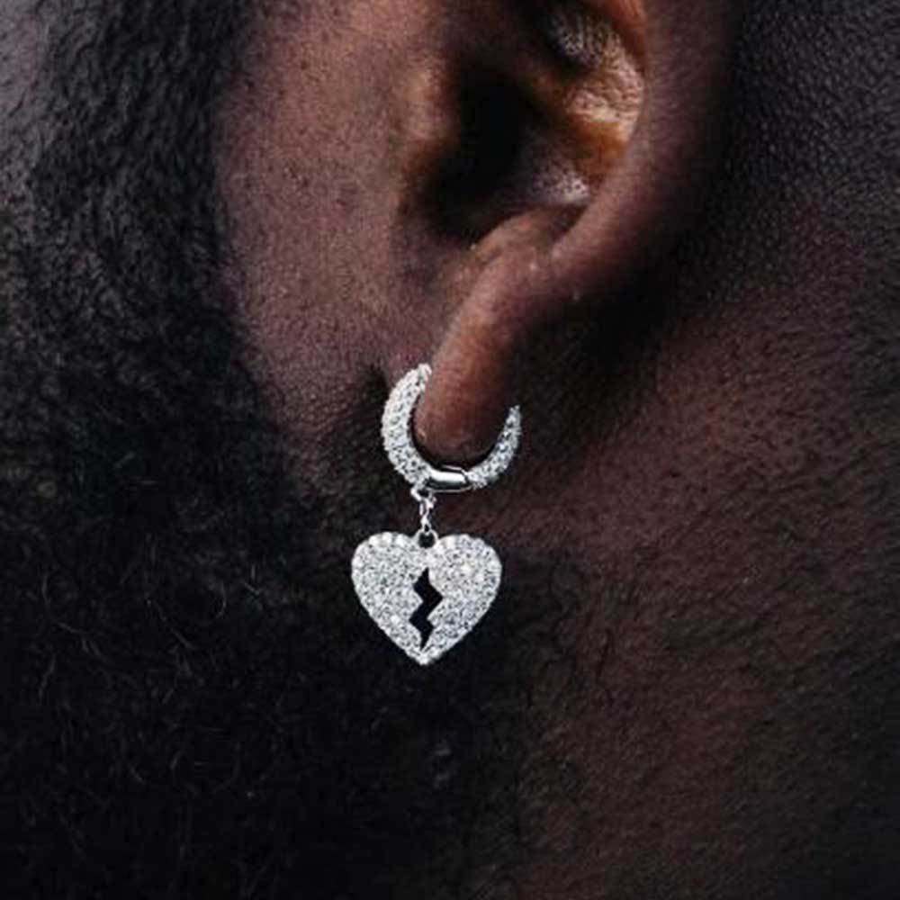 Broken Heart CZ Drop Hoop Copper Earrings - EAR021 product image