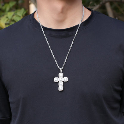 Cubic Zirconia Cross Pendant Necklace for Women - Gold or Silver Tone Chain, Cuban or Twist Chain, Statement Faith Jewelry