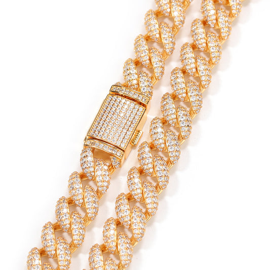 Iced Out Cuban Link Necklace for Women and Men – Gold Plated or Silver Plated Copper Chain Pendant Necklace in 16, 18, 20 Inch product image