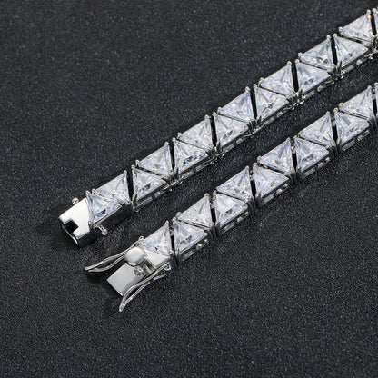 Minimalist Geometric Tennis Chain Cubic Zirconia Bracelet for Men