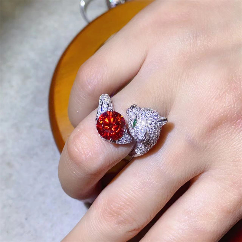 2 Carat Moissanite Ring for Women, Round Stone Pavé Ring, Engagement Promise Wedding Ring, Color Stone Statement Ring product image