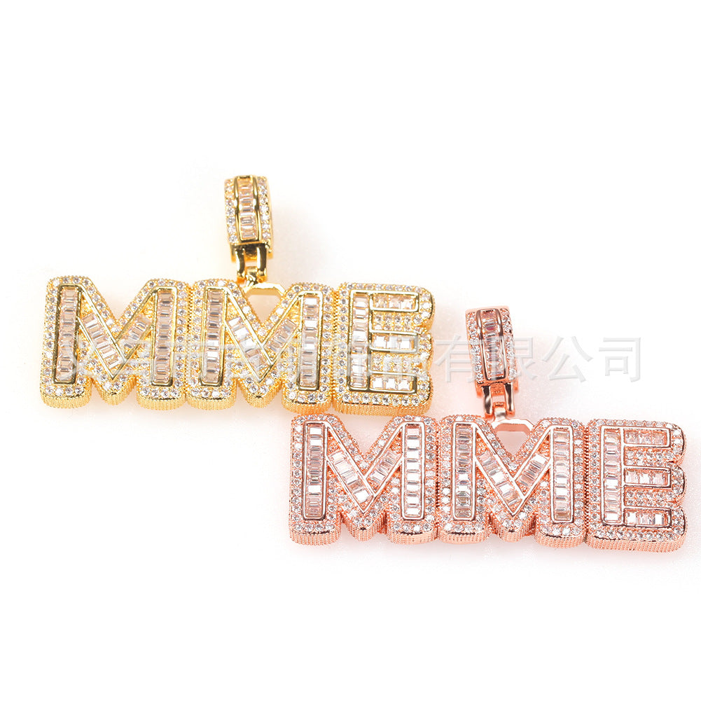 Personalized Iced Letter Necklace with Cubic Zirconia Custom Name Pendant Chain for Women & Men