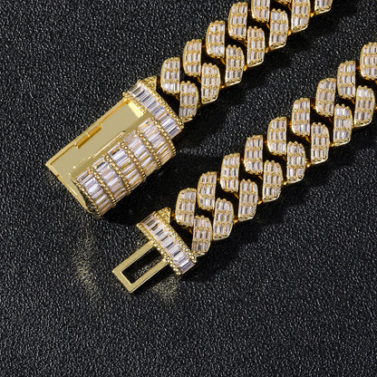 Hip Hop Diamond Shape Cuban Link Cubic Zirconia Bracelet for Men