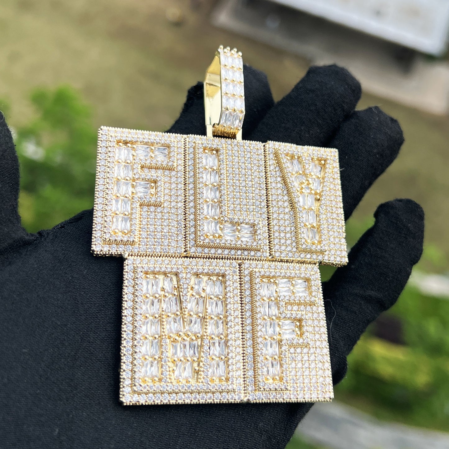 Unisex Iced Out Letter Pendant Necklace