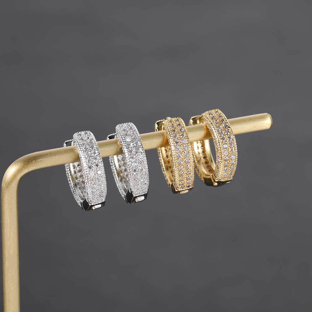 Pave CZ Hoop Hip Hop Earrings with Copper Base - EAR005 product image