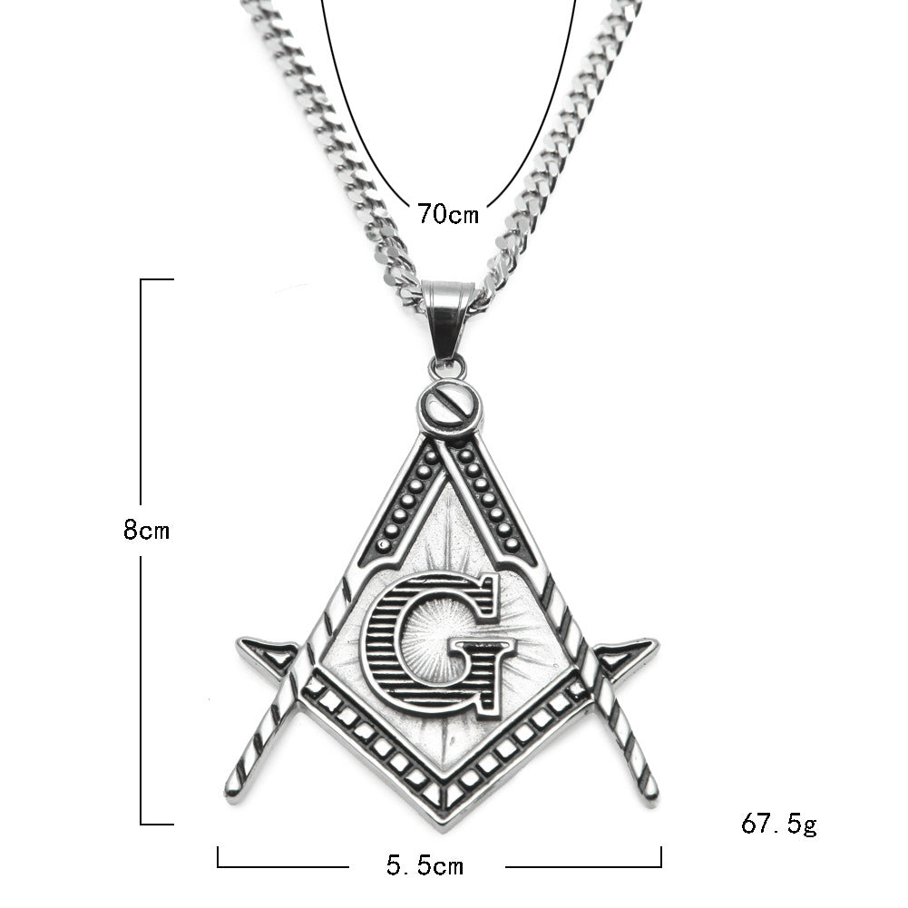 Unisex Stainless Steel Triangle Pendant Necklace with Cuban Chain, Gold Plated & Silver Plated Hip Hop Statement Chain